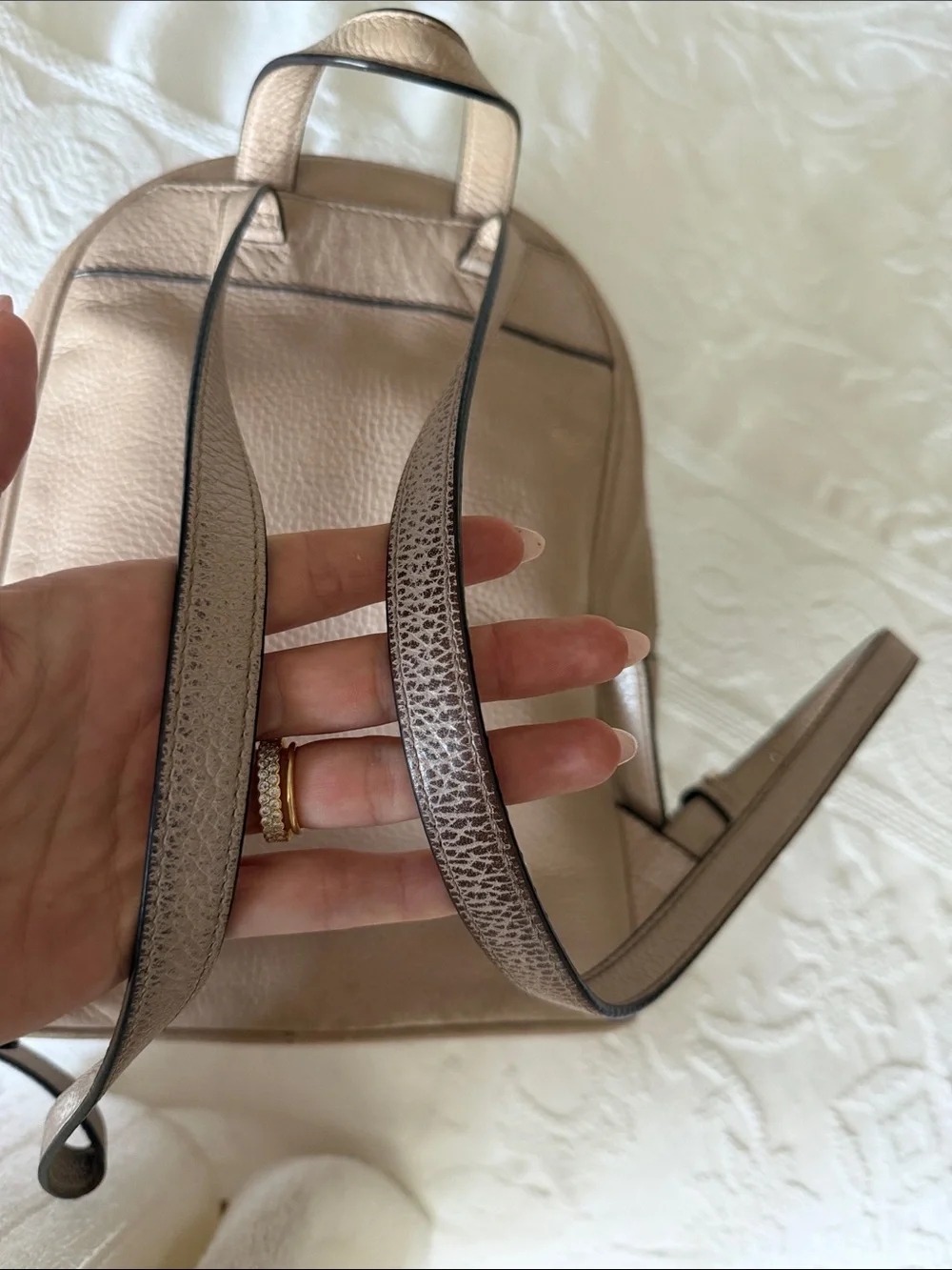 Michael Kors Mauve Taupe Pebbled Leather Backpack